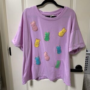 Cato Women's Lavender Tee with Colorful Easter Bunny PEEPS Accents